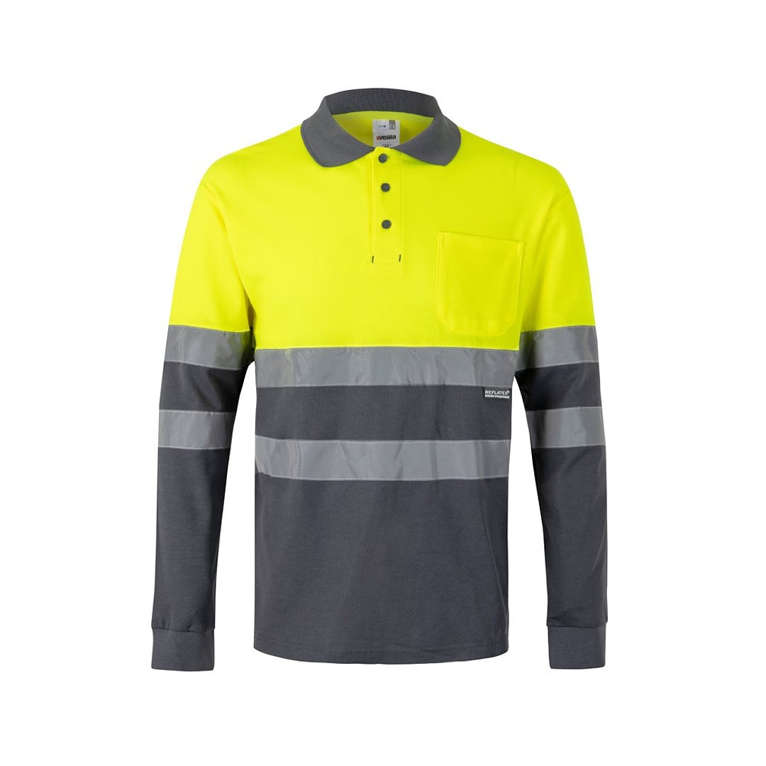 Zweifarbiges Piqué-Poloshirt (150g/m²) mit langen Ärmeln, aus Baumwolle (55%) und Polyester (45%) Annicas