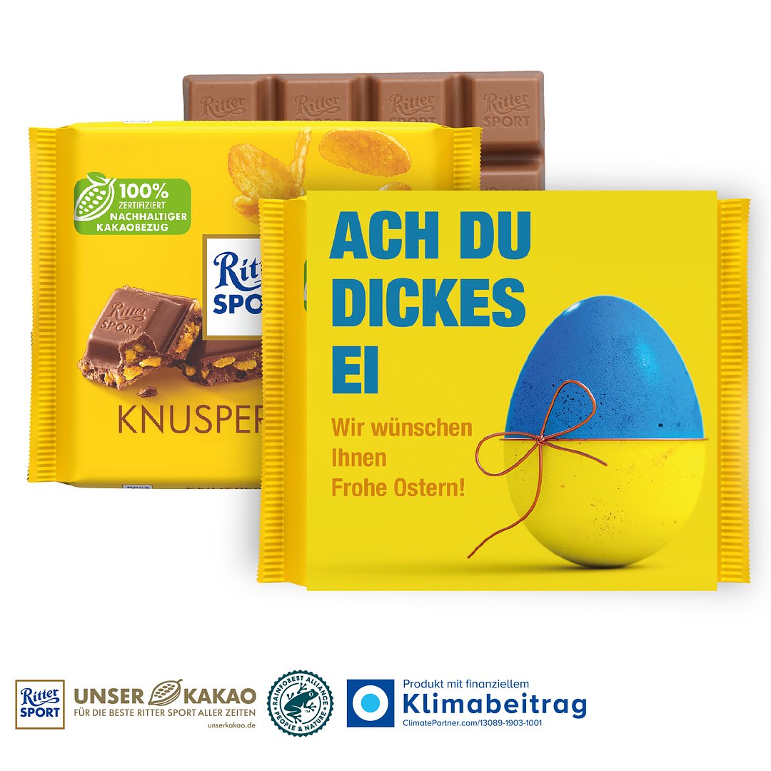Ritter SPORT mit Werbebanderole, 100 g