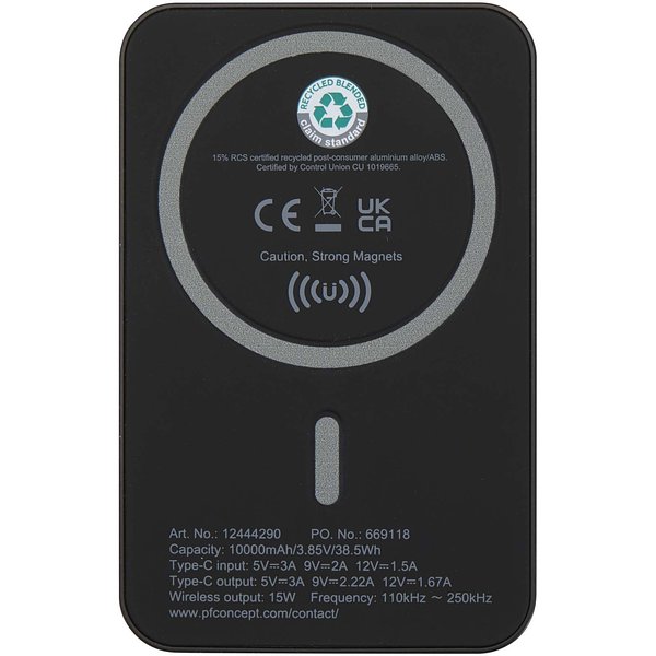 15 W 10.000 mAh magnetische kabellose Powerbank mit 20 W PD aus recyceltem Kunststoff - Ittan