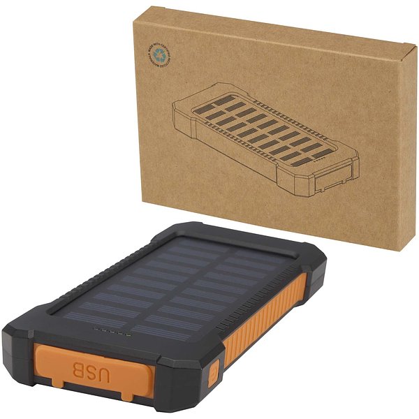 10 W 5000 mAh robuste Solar Powerbank aus recyceltem Kunststoff mit integrierter Taschenlampe - Dori