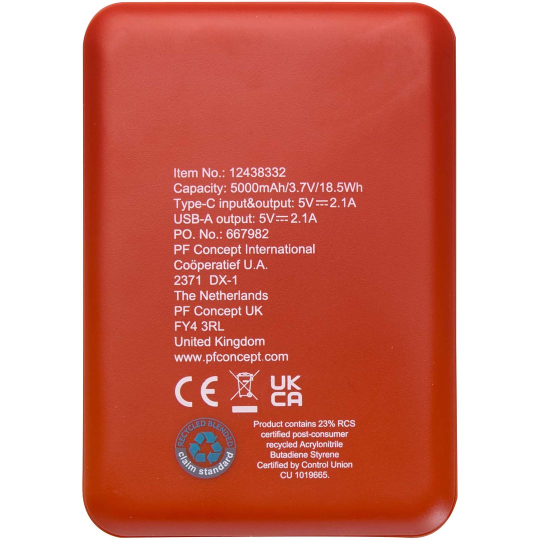 5000 mAh Typ-C Powerbank aus recyceltem Kunststoff - Hanicanri