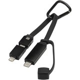 65 W 3-in-1-Ladekabel aus recyceltem Aluminium mit Karabinerhaken - Beatha