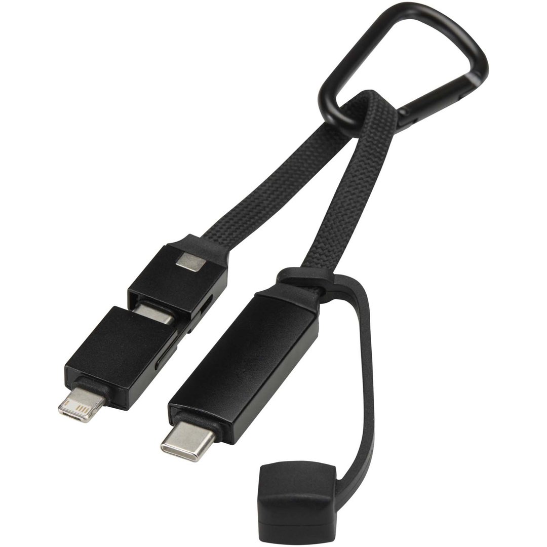 65 W 3-in-1-Ladekabel aus recyceltem Aluminium mit Karabinerhaken - Beatha