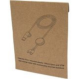 150 cm 5-in-1 Kabel aus recyceltem Kunststoff für Datenübertragung und 27W Schnellladung mit Bambusdetails - Aninan