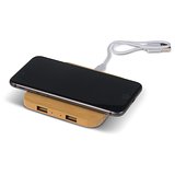 Bamboo Wireless charger with 2 USB hubs 5W Aniania