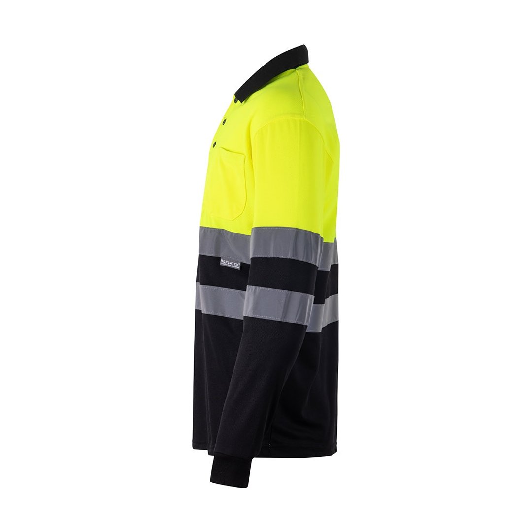 Zweifarbiges Poloshirt im Bird-Eye-Design (160g/m²) mit langen Ärmeln, aus Polyester (100%) Beatiani