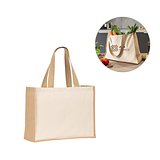 Tasche aus Canvas (320 g/m²), mit Boden und Seiten aus laminierter Jute (350 g/m²) in Naturtönen Annani