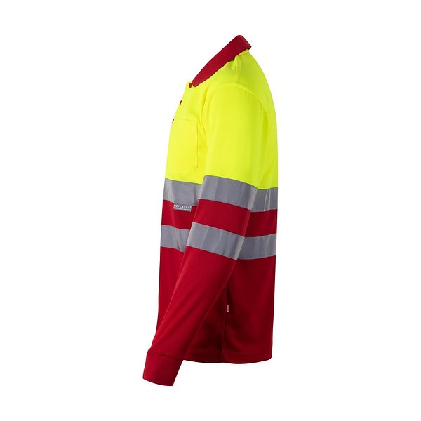 Zweifarbiges Poloshirt im Bird-Eye-Design (160g/m²) mit langen Ärmeln, aus Polyester (100%) Beatiani