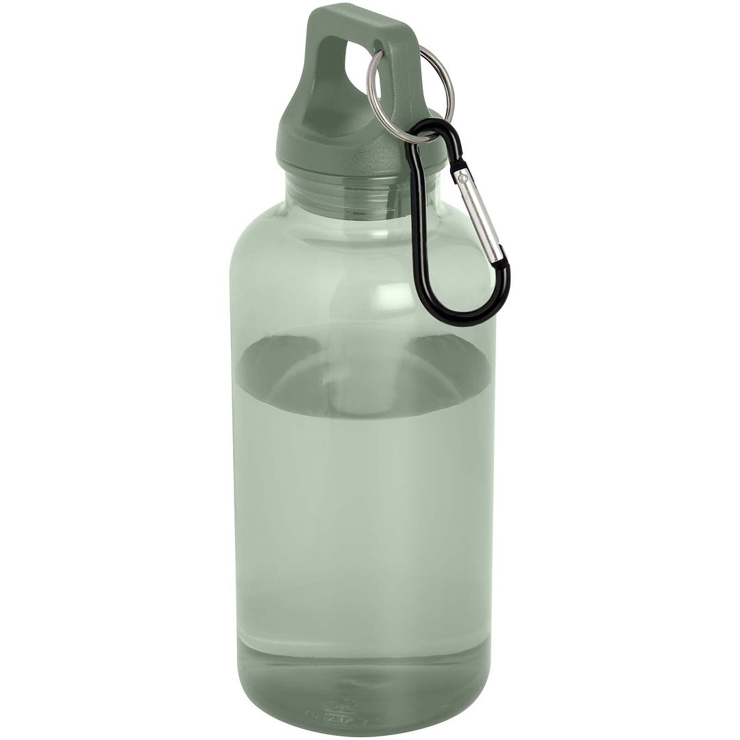 400 ml RCS-zertifizierte Trinkflasche aus recyceltem Kunststoff mit Karabiner - Emerik