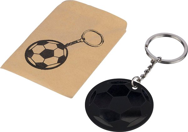 Schlüsselanhänger in Form eines Fussballs aus recyceltem Edelstahl von Corinetold