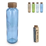 Recycelte Glaswasserflasche ReuuZ mit Holzverschluss 650 ml Frileel
