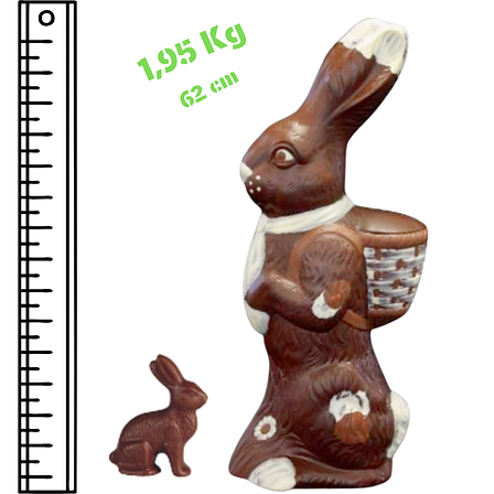 XXL Osterhase gigant 62 cm – 1,95 kg Premium Schokolade  personalisierbar