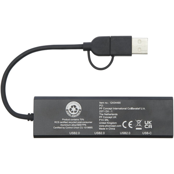 USB 2.0 Hub aus recyceltem RCS Aluminium - Corla