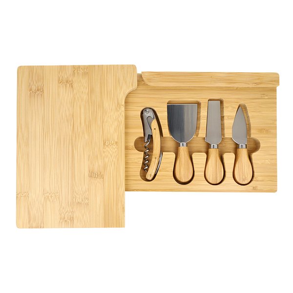 4er-Set für Käse und Wein aus Bambus Maschast