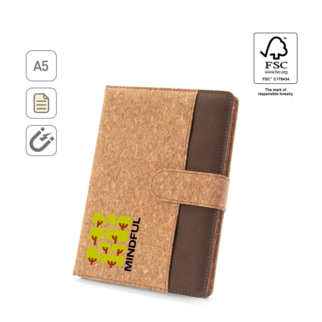 Mappe A5 aus Kork und recyceltem Polyester (100 % rPET) mit abnehmbarem Notizblock Uorinatht