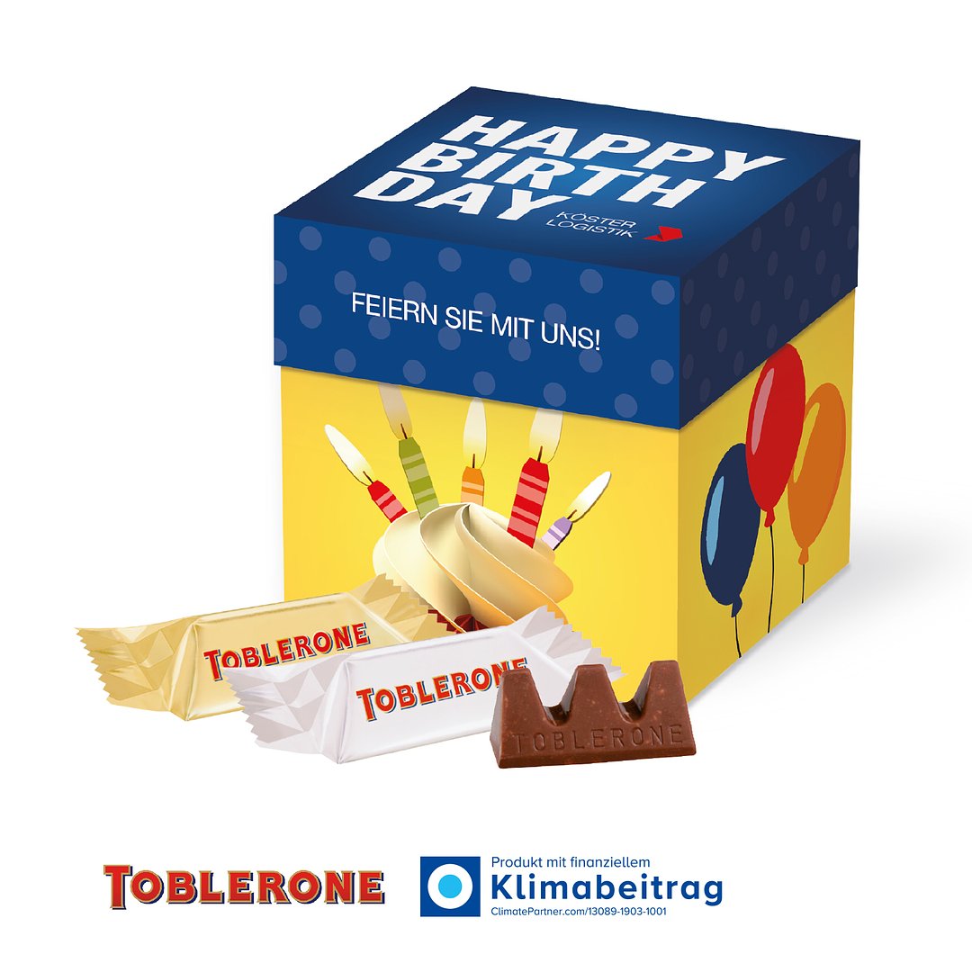 Würfelbox mit TOBLERONE Minis