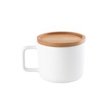 Tasse aus Keramik 250ml mit Deckel aus Bambus, der als Untersetzer dient Rendin