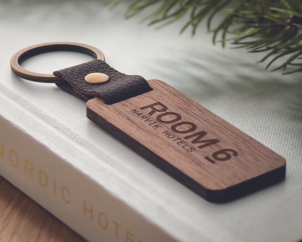 Schlüsselring Walnuss und PU Wall