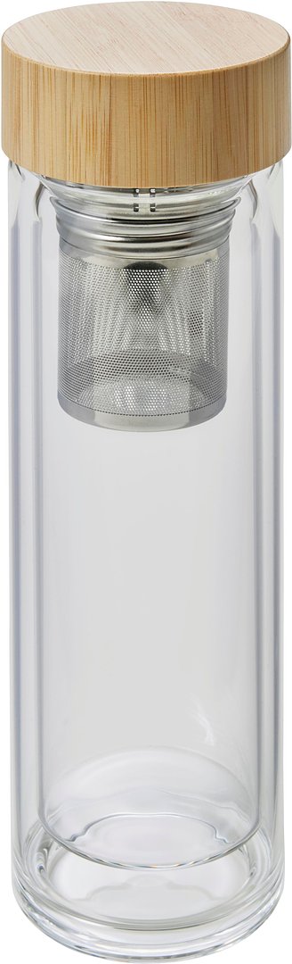Trinkflasche Truiner | Glas | Bambusdeckel | 420 ml