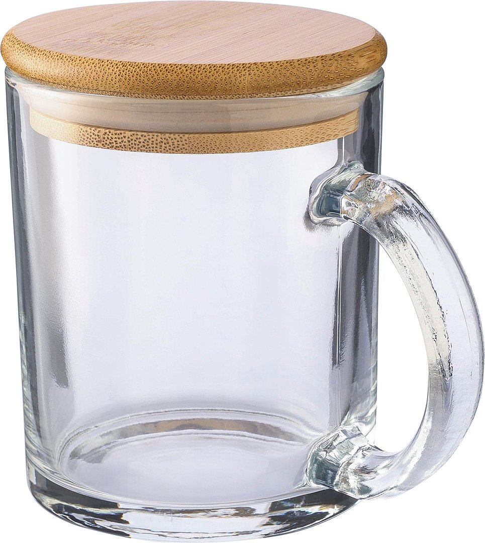 Trinkbecher Raza | Recyceltes Glas | Bambusdeckel | 300 ml