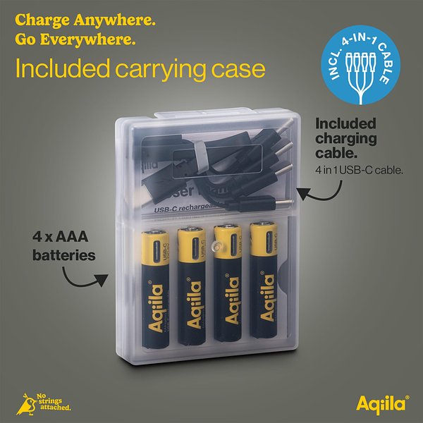 Wiederaufladbare USB-C-Batterien AAA 600 mAh, 4er-Pack Bendritla