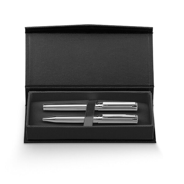 Schreibset mit Tintenroller und Kugelschreiber aus Metall Ferenga