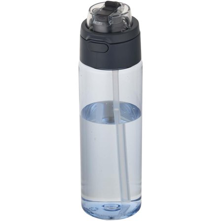 700 ml RCS Trinkflasche aus recyceltem Kunststoff mit Multifunktionsdeckel und Klappstrohhalm - Vreilga