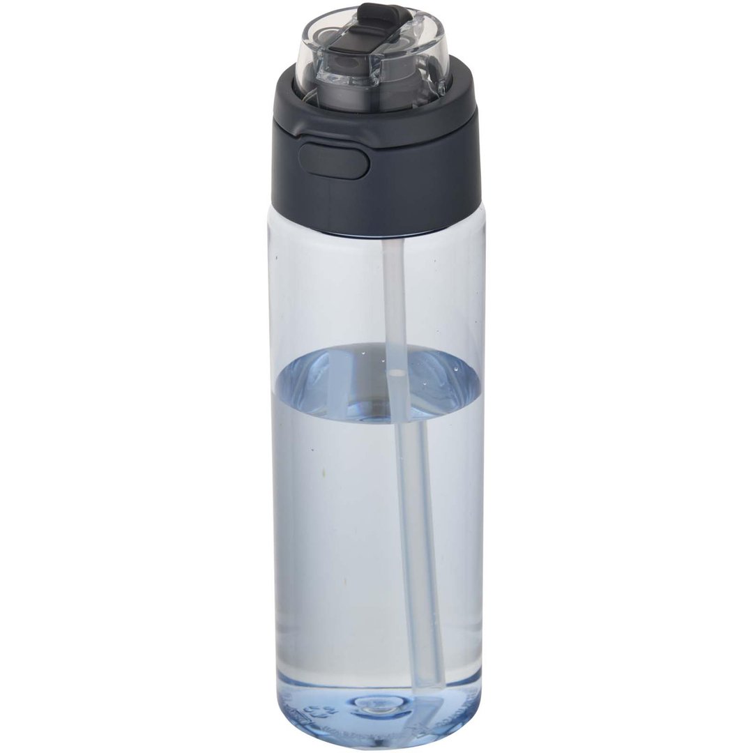700 ml RCS Trinkflasche aus recyceltem Kunststoff mit Multifunktionsdeckel und Klappstrohhalm - Vreilga