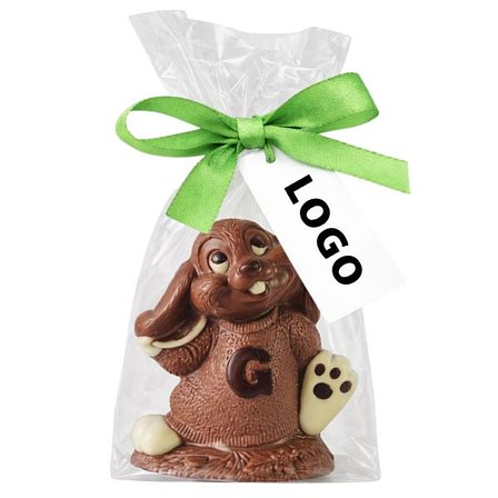 Schoko Osterhase Werbeartikel mit Firmenlogo