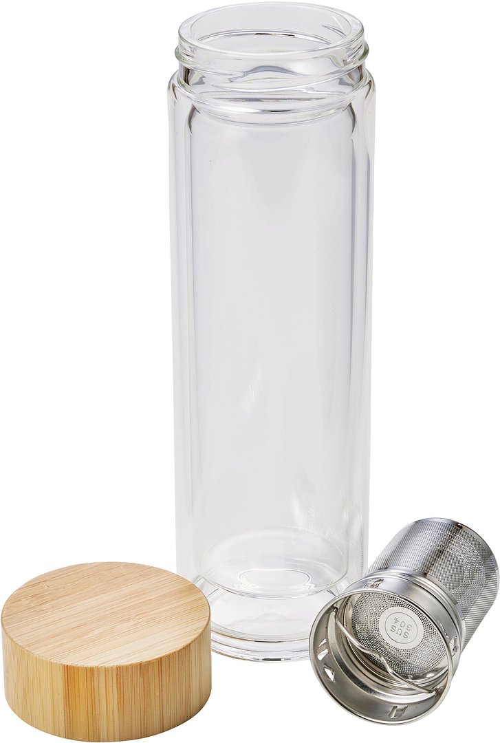 Trinkflasche Truiner | Glas | Bambusdeckel | 420 ml