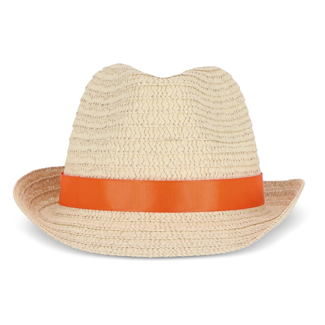Pflanzlicher Strohhut mit farbigem Band Betonnel