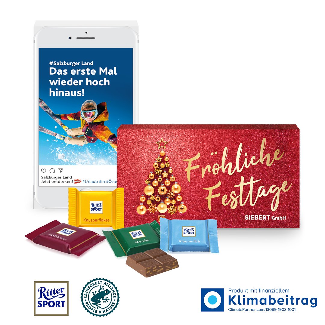 Ritter SPORT Schokotäfelchen in Präsentbox