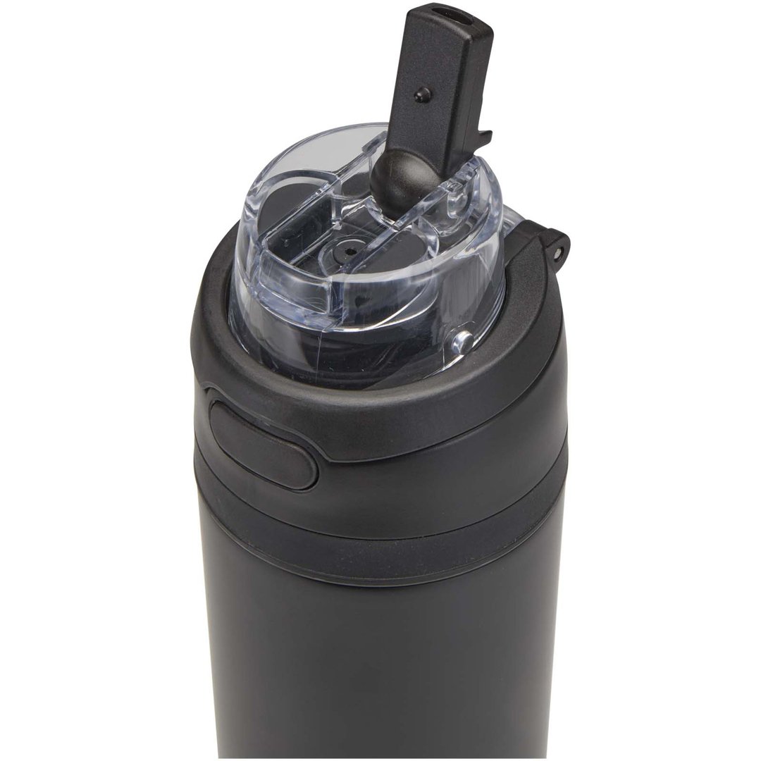800 ml RCS Trinkflasche aus recyceltem, einwandigem Edelstahl mit Multifunktionsdeckel und Klappstrohhalm - Gillingin