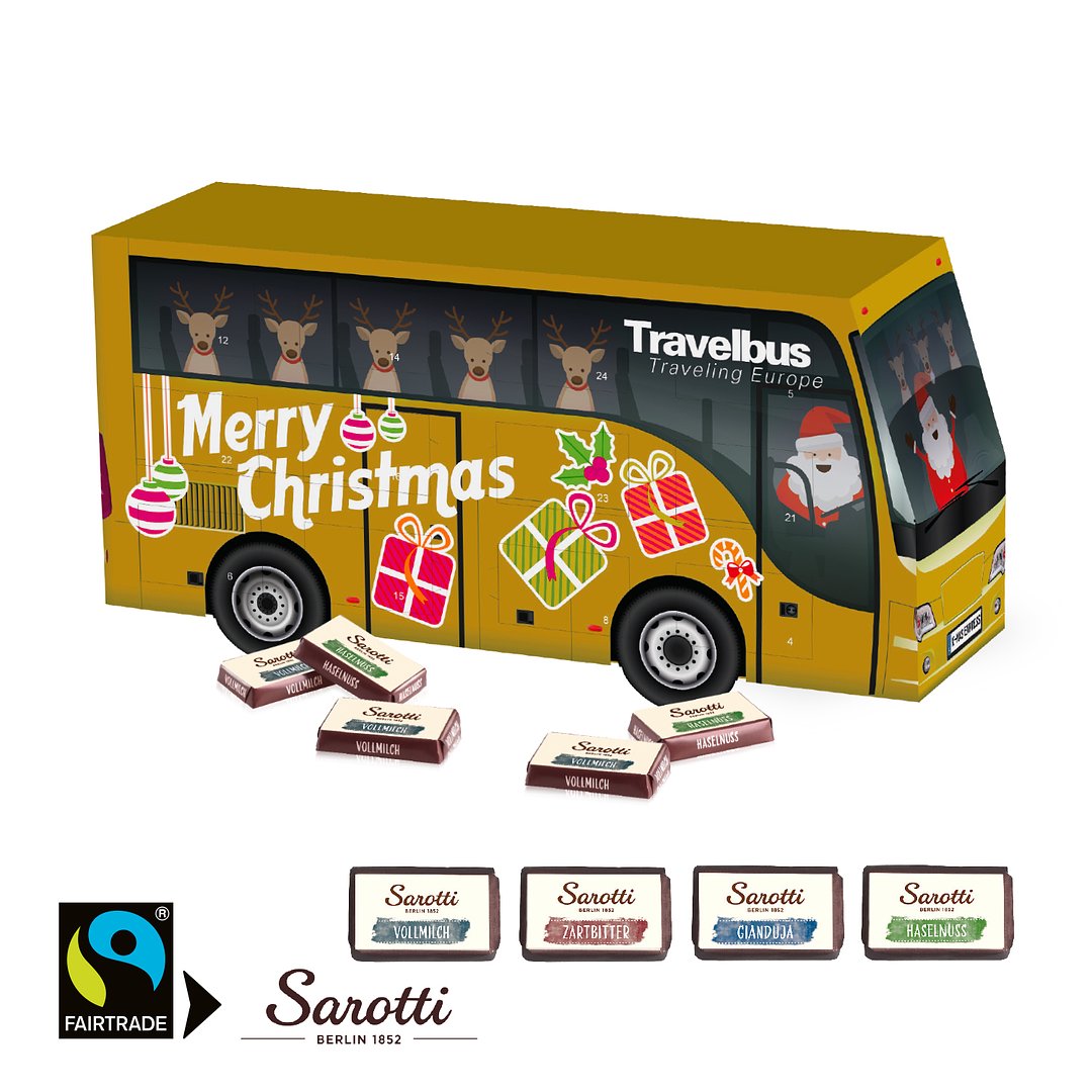 3D Adventskalender "Bus" mit Sarotti Fairtrade®