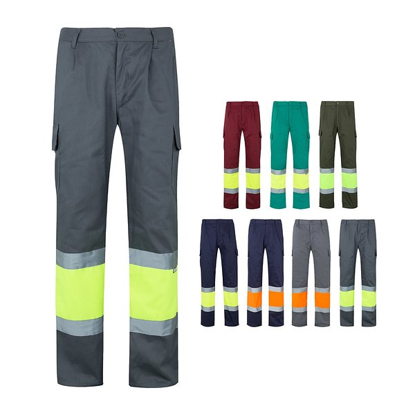 Zweifarbige Hose aus Twill (210 g/m²), gefüttert, mit mehreren Taschen, aus Baumwolle (20%) und Polyester (80%) Benina