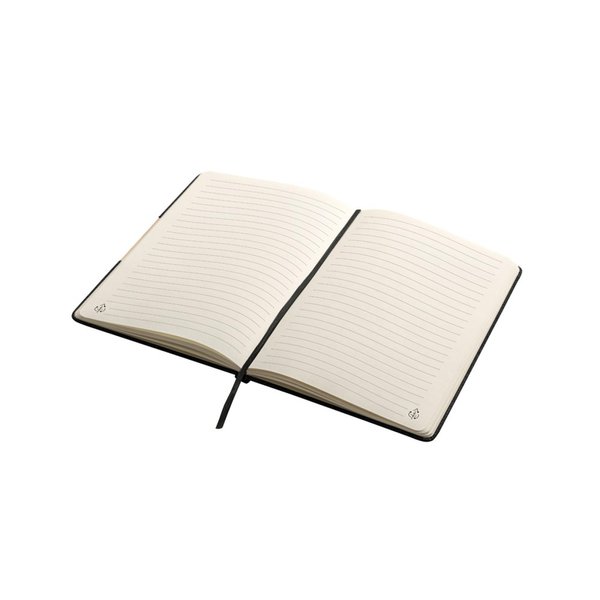Notizbuch im Format A5 mit festem Einband aus 100 % recyceltem PET-Gewebe und linierten Seiten aus Recyclingpapier Relis