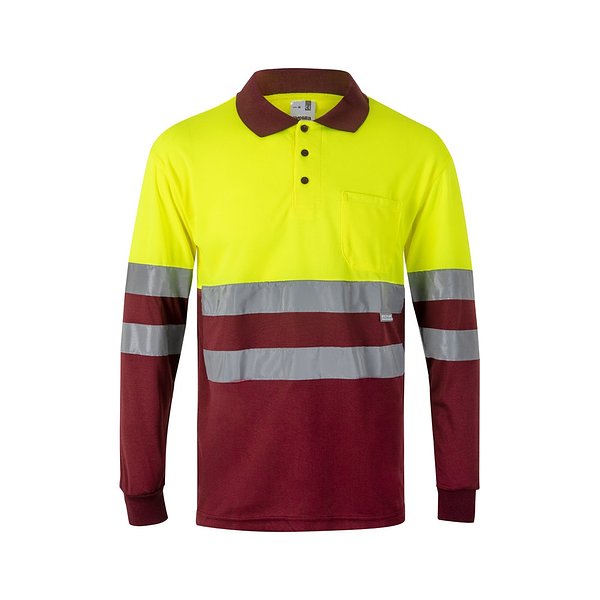Zweifarbiges Poloshirt im Bird-Eye-Design (160g/m²) mit langen Ärmeln, aus Polyester (100%) Steivia