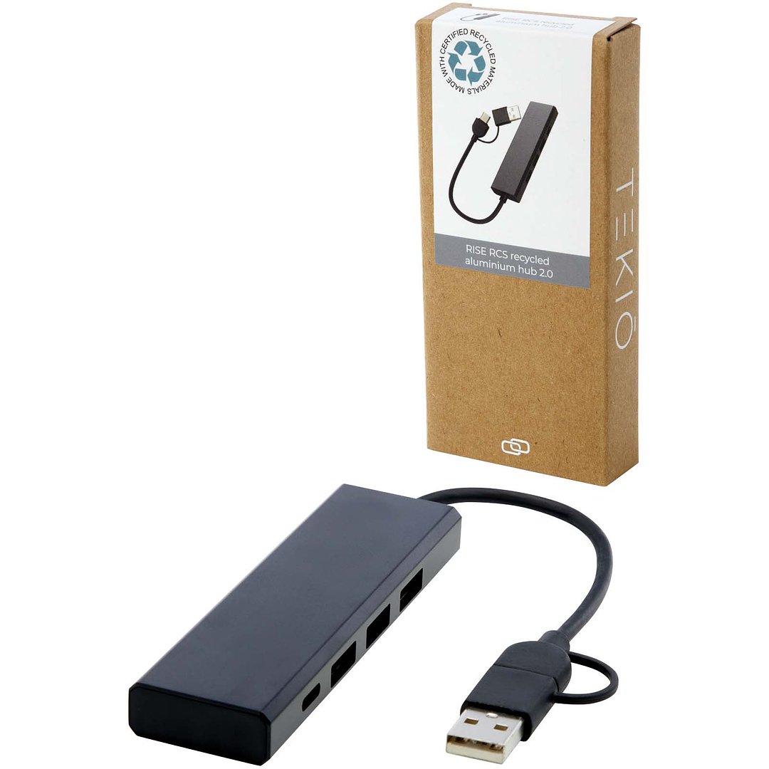 USB 2.0 Hub aus recyceltem RCS Aluminium - Corla