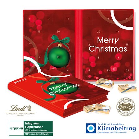 Adventskalender Weihnachtsbuch Lindt „Exklusiv“ Organic mit Lindt Schokotäfelchen
