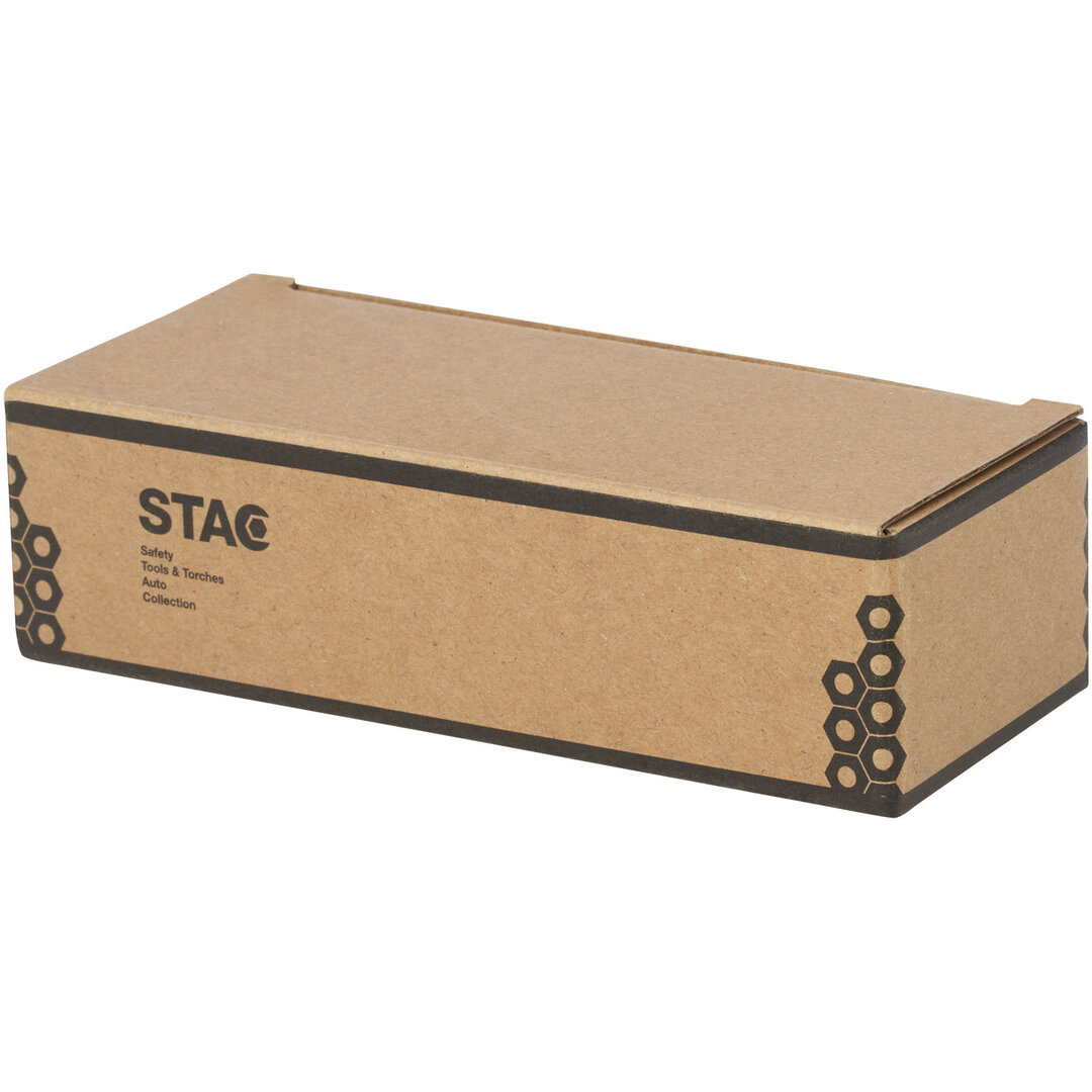 Solar-Dynamo-Taschenlampe aus recyceltem Kunststoff mit Karabinerhaken - Bendivia