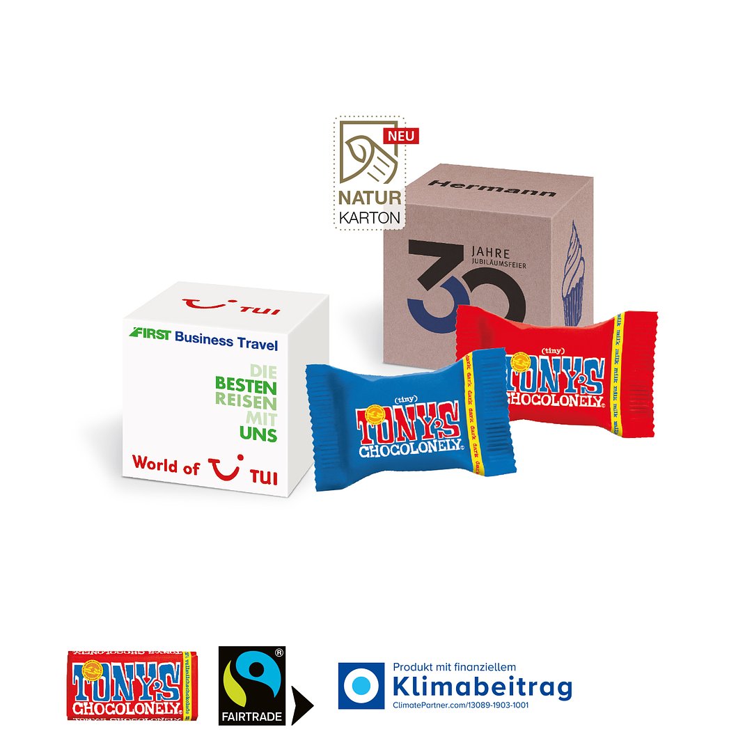 Werbewürfel mit süsser Füllung