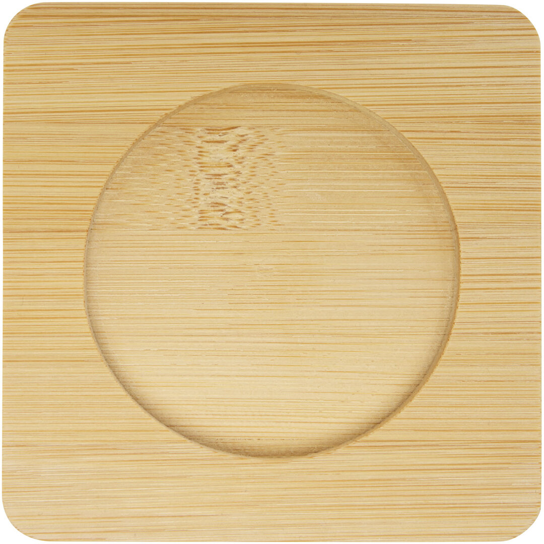 2-teiliger 250 ml doppelwandiger Glasbecher mit Bambusuntersetzer - Benix