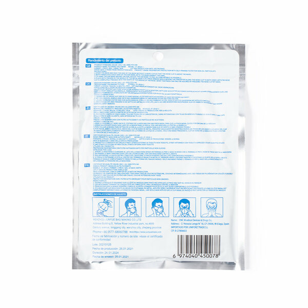 Selbstfilternde Maske FFP2 Weiß Idtek