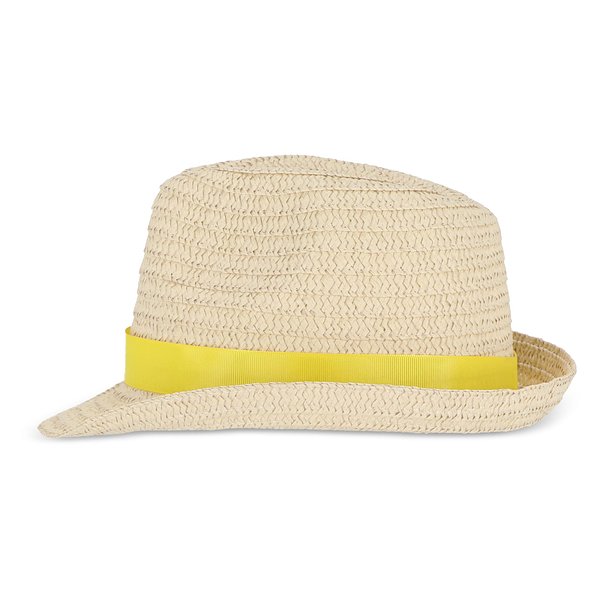 Pflanzlicher Strohhut mit farbigem Band Betonnel