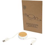 100cm 5-in-1 Kabel aus recyceltem Kunststoff, einziehbar, für Datenübertragung und 45W Schnellladung mit Bambusdetails - Duma