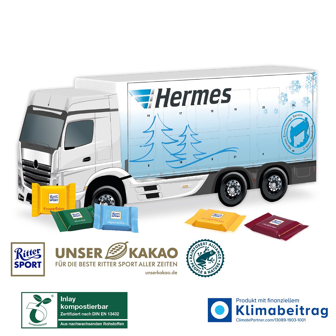 3D Adventskalender „LKW“ Ritter SPORT, Inlay kompostierbar