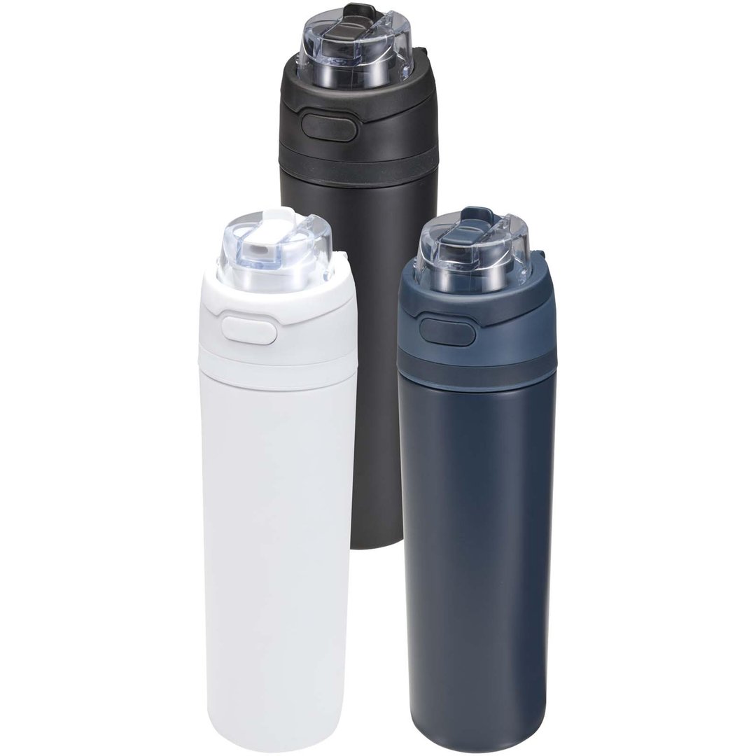 800 ml RCS Trinkflasche aus recyceltem, einwandigem Edelstahl mit Multifunktionsdeckel und Klappstrohhalm - Gillingin