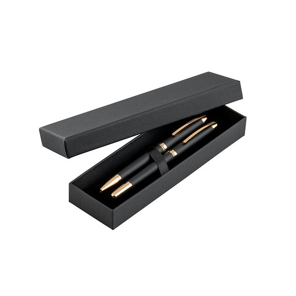 Schreibset mit Tintenroller und Kugelschreiber aus Metall Regillia