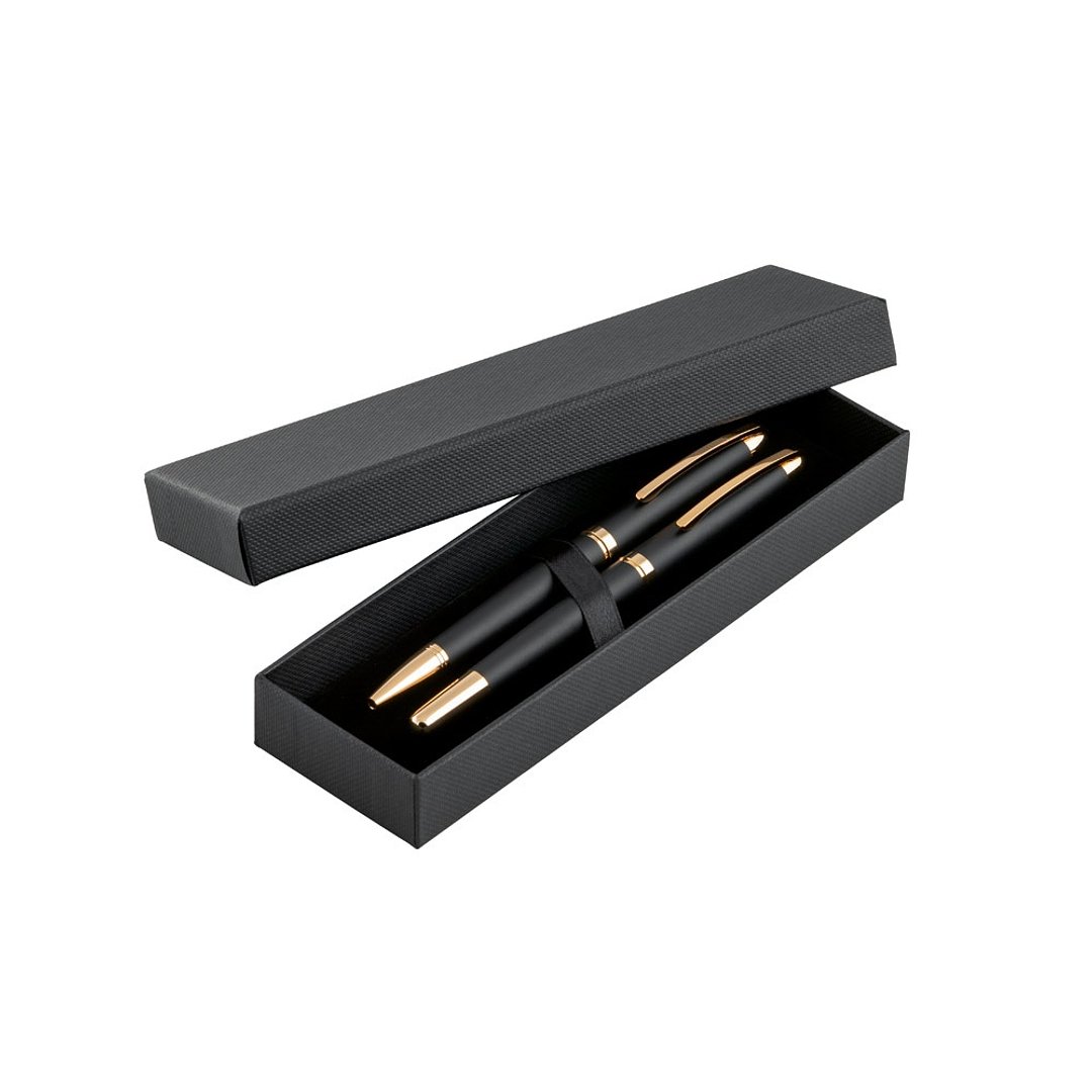 Schreibset mit Tintenroller und Kugelschreiber aus Metall Regillia