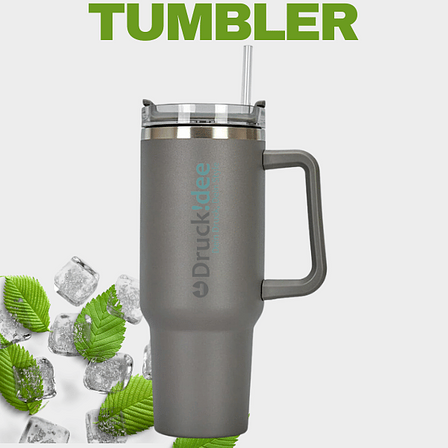 Tumbler 1.2 Liter Thermobecher aus Edelstahl mit Strohhalm und Henkel